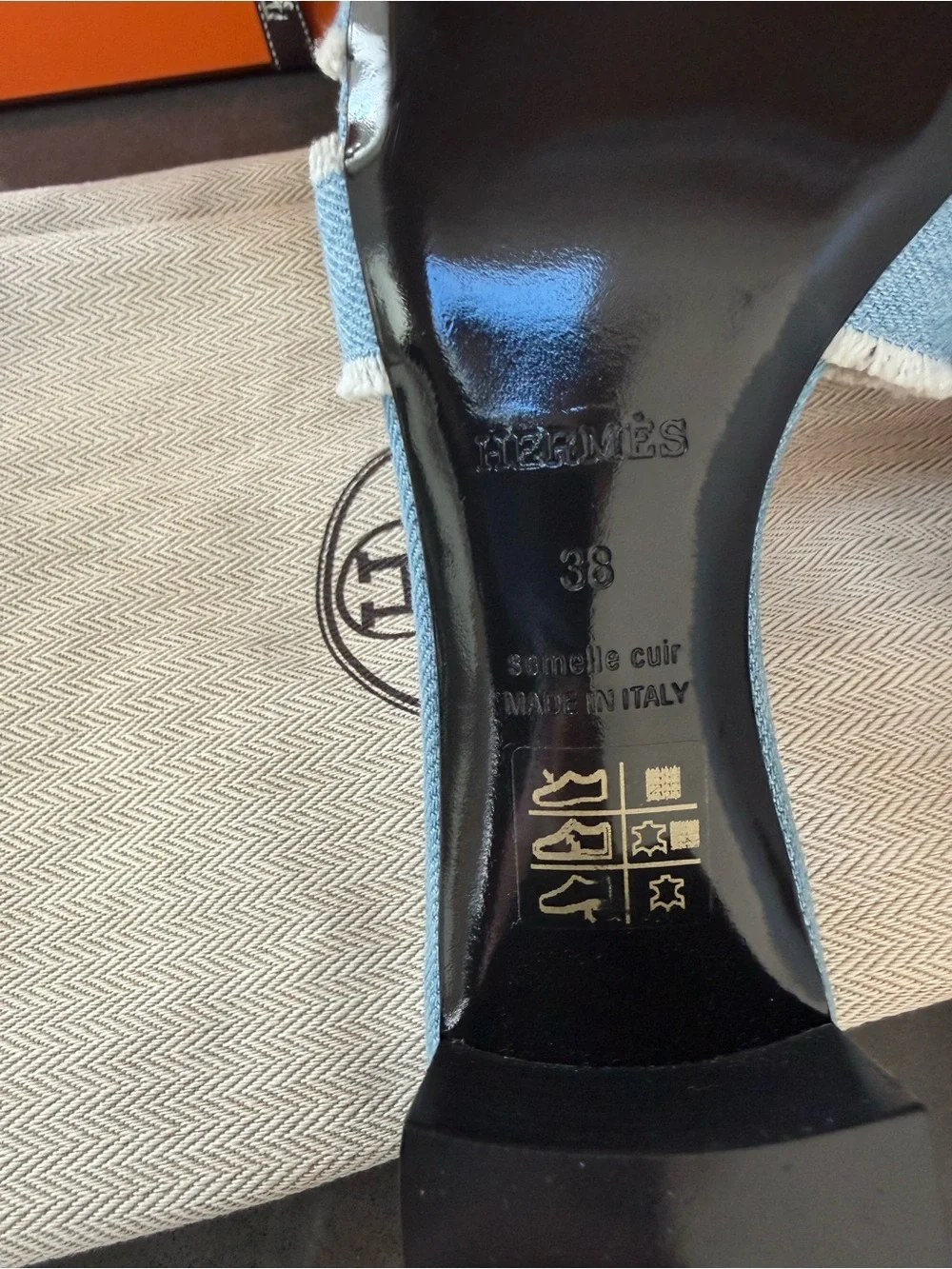 Hermes Denim Fringe Oasis Sandals Limited Edition NIB size 38 European